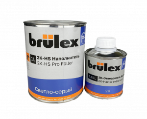 Грунт-наполнитель Brulex 2K-HS PROFuller 4+1 светло-серый 1л с быстродействующим отвердителем 0,25л