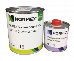 Грунт-наполнитель Normex 2К-HS 15 4+1 черный, 0,8л с отвердителем 15 0,2л