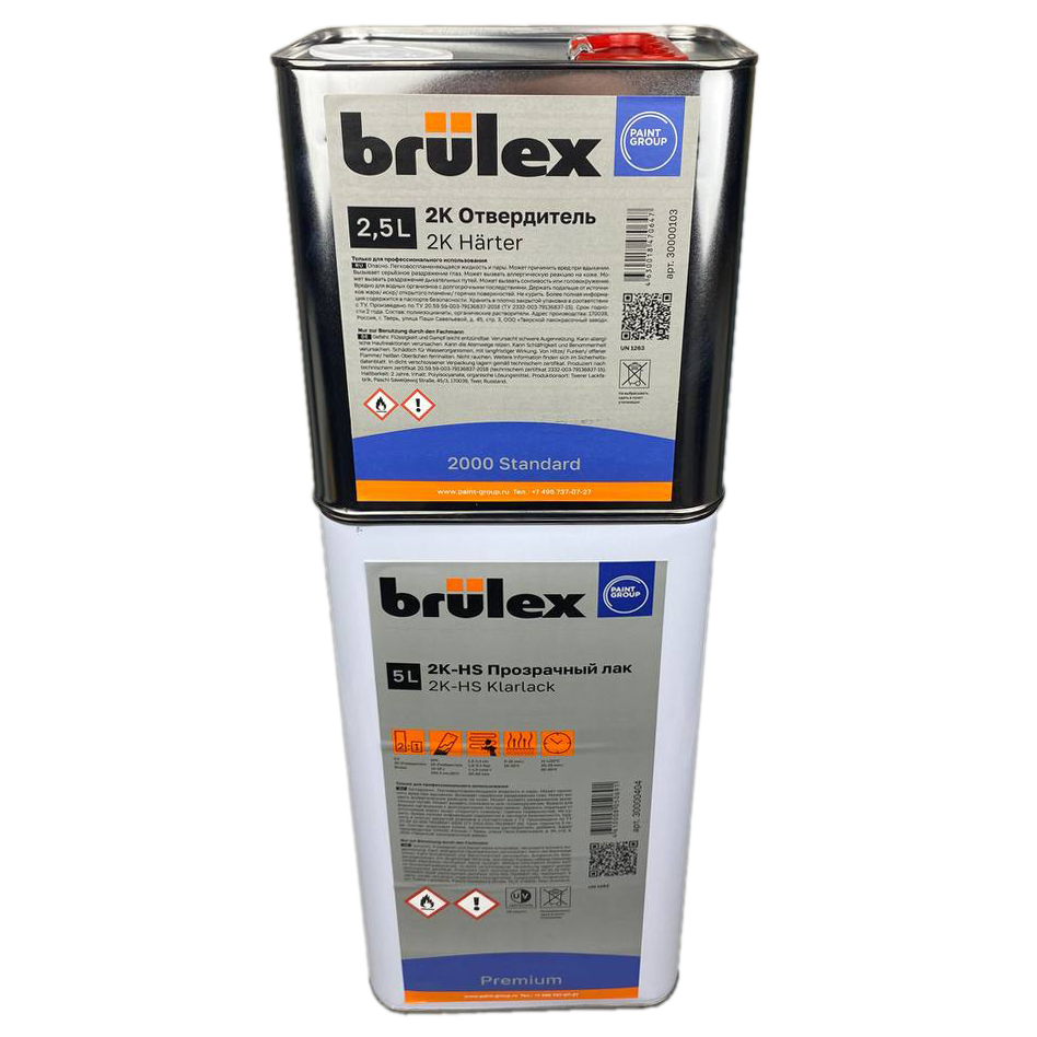 Лак Brulex 2К-НS Premium 5л с отвердителем 2000 standard 2,5л 3