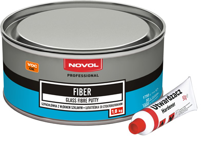 Шпатлевка Novol Fiber со стекловолокном, оливковая 1,8кг с отвердителем