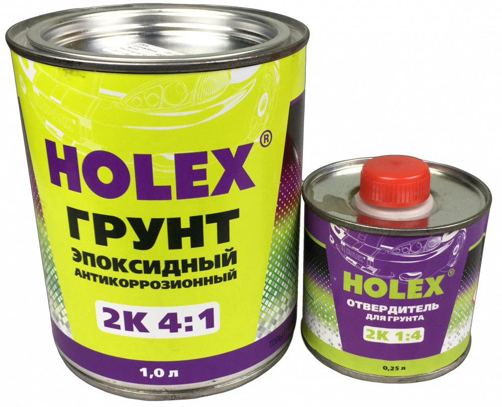 Грунт HOLEX 2K 4:1 эпоксидный антикоррозионный светло-серый, 1л