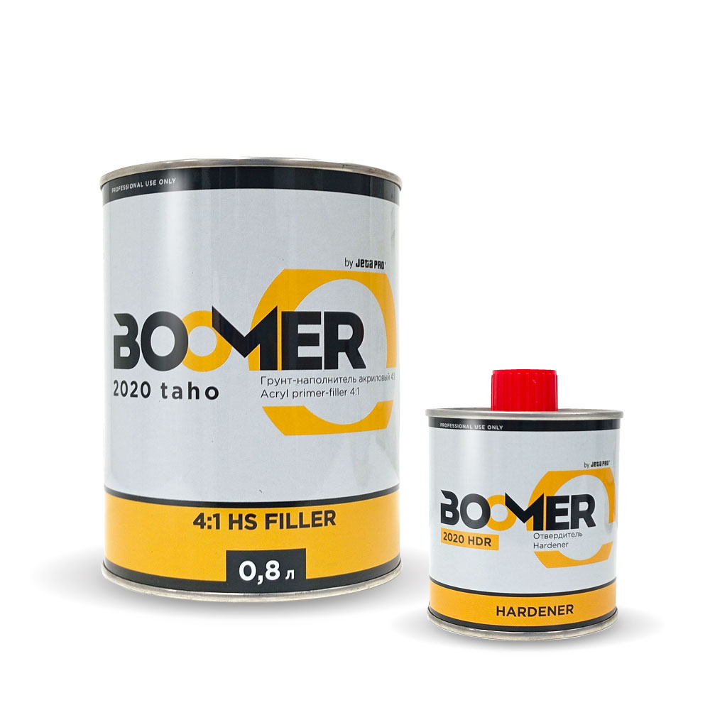 Грунт Boomer 2K-HS 4:1 акриловый, черный, 0.8л + отвердитель 0,2л