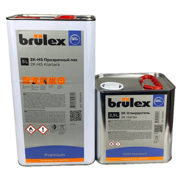 Лак Brulex 2К-НS Premium 5л с отвердителем 2000 standard 2,5л