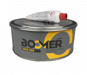 Шпатлевка Boomer Uni полиэфирная универсальная, жёлтая, 1кг с отвердителем