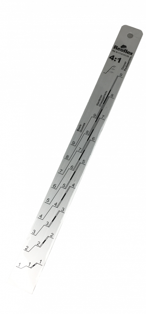 Линейка алюминиевая Reoflex для смешивания ЛКМ 2:1, 4:1, 350*30*2мм