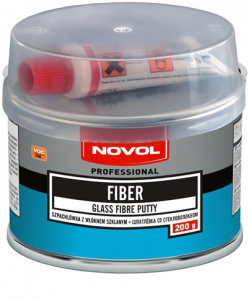 Шпатлевка Novol Fiber со стекловолокном, оливковая 0,2кг с отвердителем