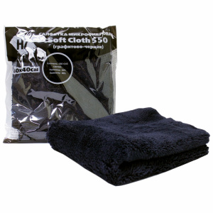 Салфетка H7 Soft Cloth 550 микрофибровая, плотность 550, 40см*40см, графитово-черная