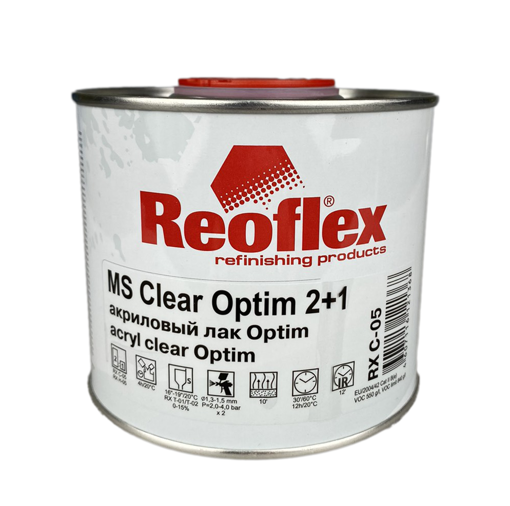 Лак Reoflex 2К МS Clear Optim 2+1 акриловый 0,5л, без отвердителя