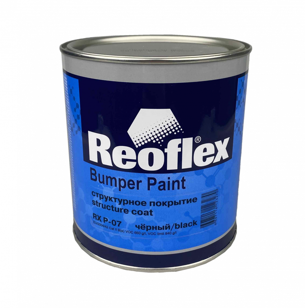 Эмаль для бамперов структурная Reoflex 1K Bumperpaint, черная, 0.75л
