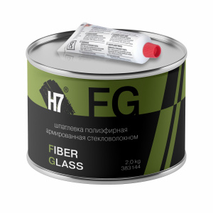 Шпатлевка H7 Fiber Glass полиэфирная армированная стекловолокном, зеленая, 2кг с отвердителем