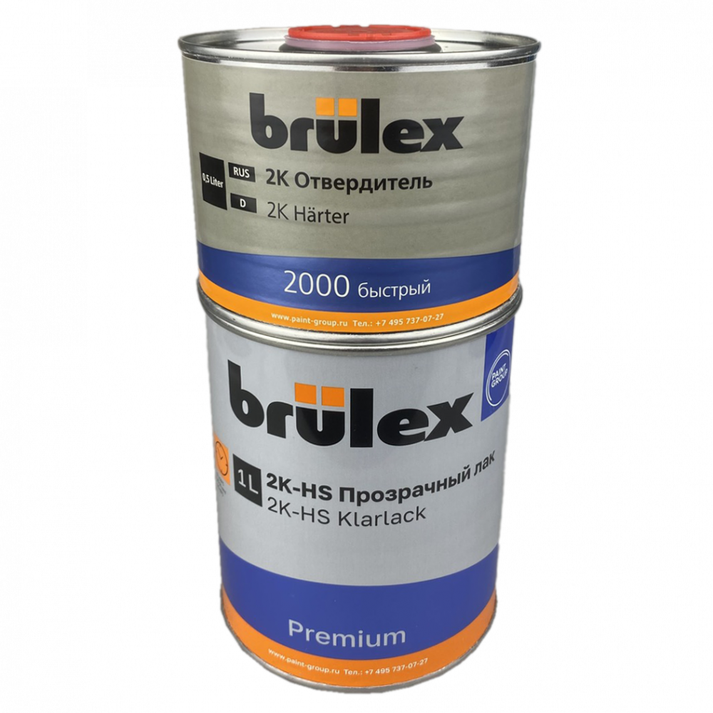 Лак Brulex 2К-НS Premium 1л с отвердителем 2000 быстрый 0,5л3