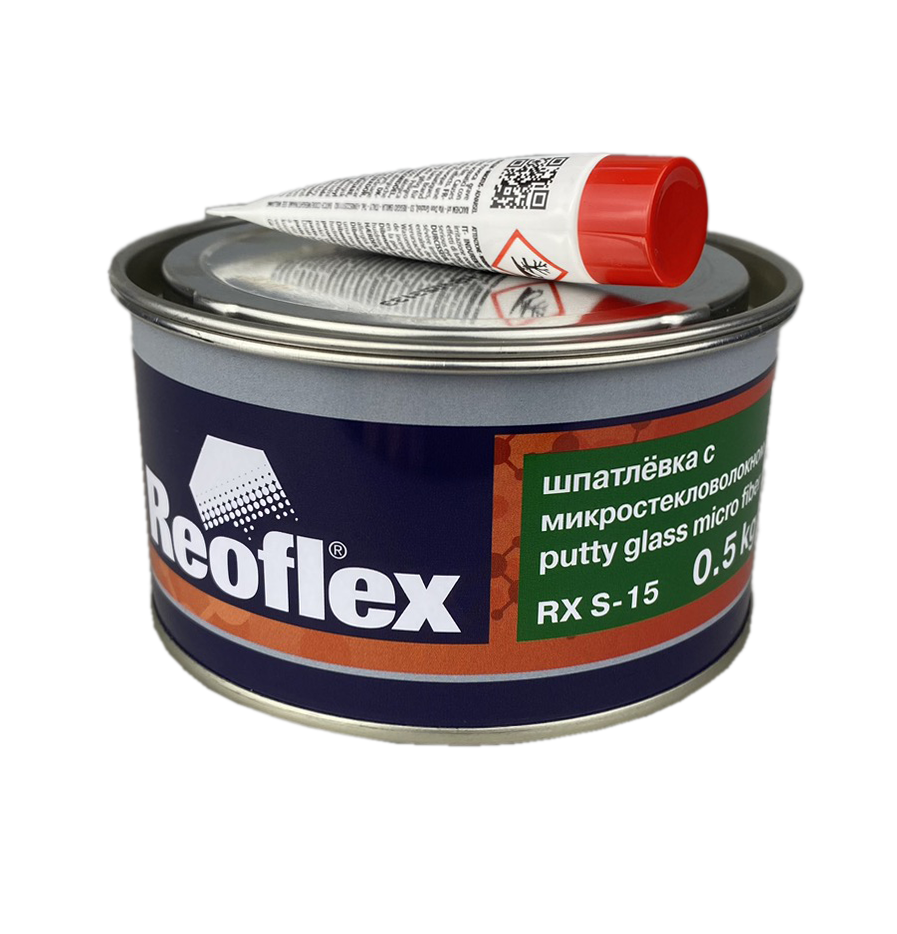Шпатлевка Reoflex Glass Micro Fiber с микростекловолокном, зеленая, 0,5кг с отвердителем
