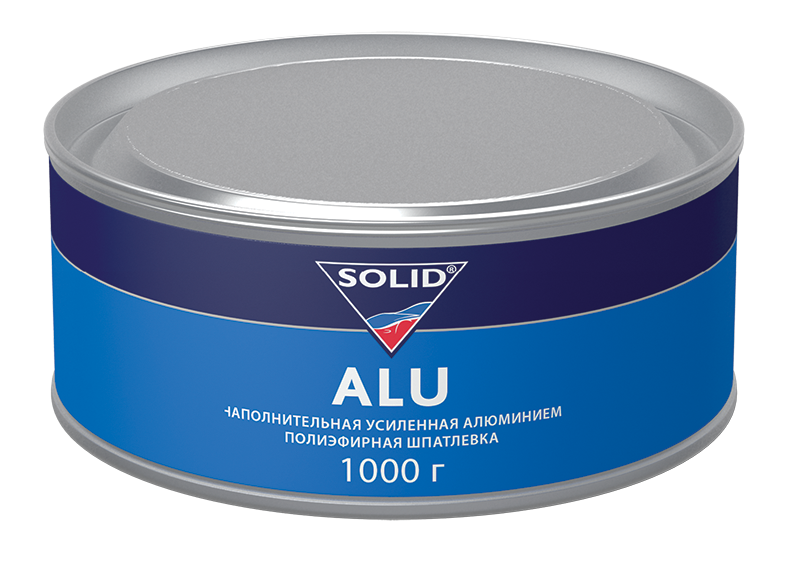 Шпатлевка SOLID Alu с алюминием, серая 1кг. с отвердителем 