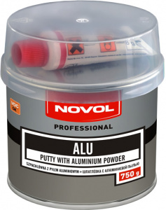 Шпатлевка Novol Alu с алюминием, темно-серая 0,75кг с отвердителем