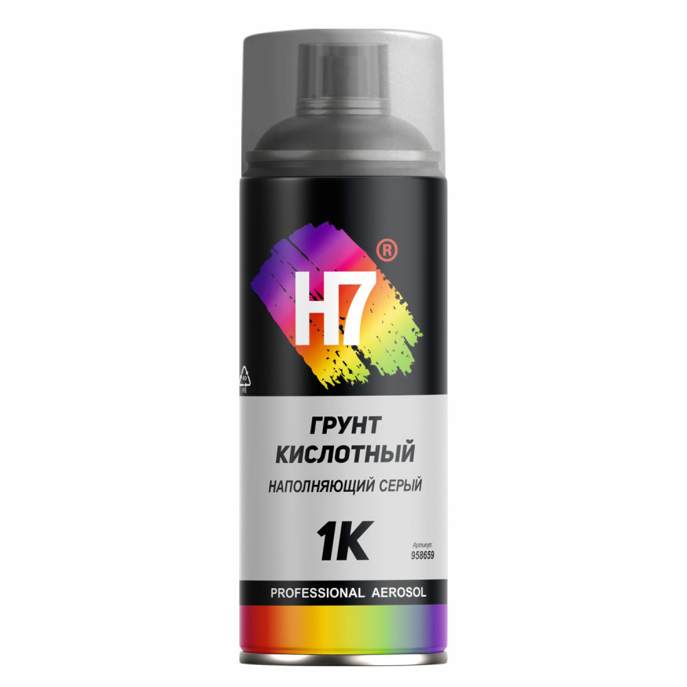 Грунт H7 1K кислотный наполняющий в аэрозоле, серый, 520мл