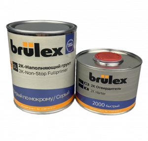 Грунт-наполнитель Brulex 2K-HS-Nonstop-Fullprimer 2+1 мокрый по мокрому, серый 1л с отвердителем 2000 быстрый 0,5л