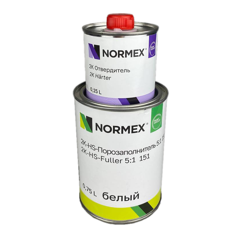 Грунт-наполнитель Normex 2К-HS 151 5+1 акриловый 0,75л с отвердителем 0,15л, белый 3