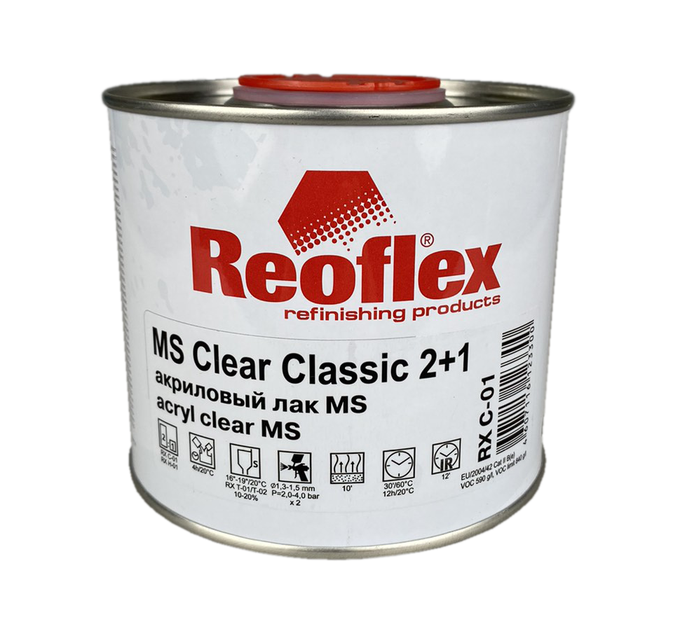 Лак Reoflex 2К МS Clear Classic 2+1 акриловый 0,5л, без отвердителя