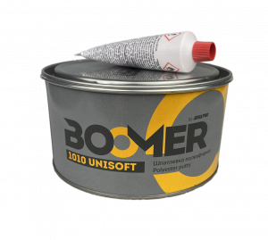 Шпатлевка Boomer UniSoft полиэфирная универсальная легко шлифуемая, светло-жёлтая, 1,8кг с отвердителем