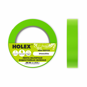 Лента малярная Holex (50м*24мм) водостойкая, зеленая, 100*С