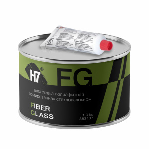 Шпатлевка H7 Fiber Glass полиэфирная армированная стекловолокном, зеленая, 1кг с отвердителем