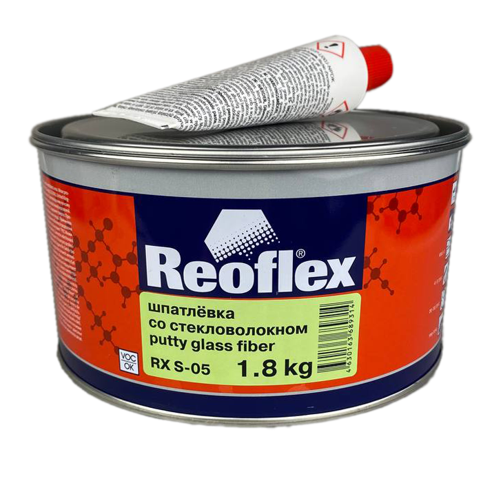 Шпатлевка Reoflex Glass fiber со стекловолокном, зеленая 1,8кг с отвердителем