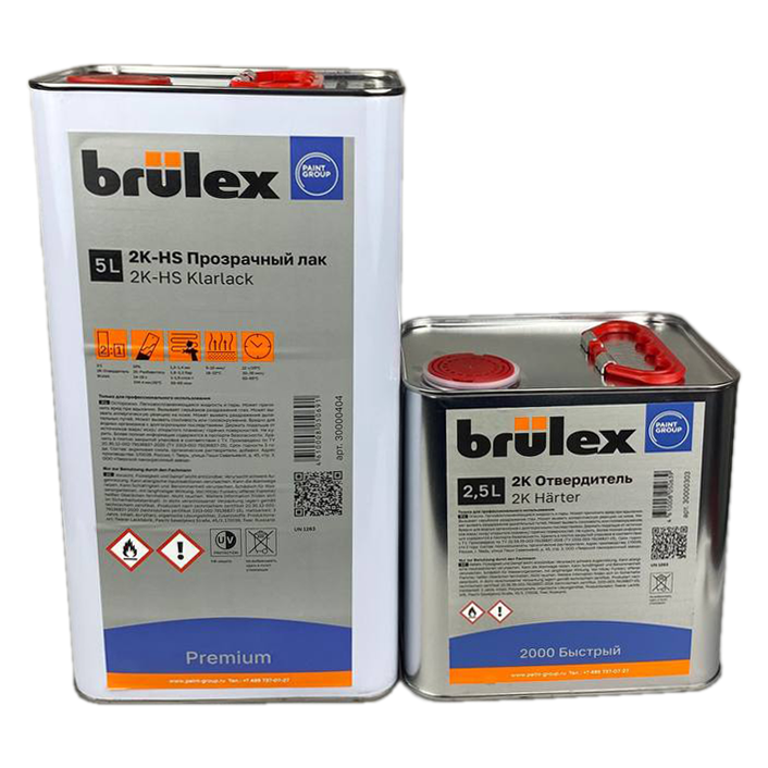 Лак Brulex 2К-НS Premium 5л с отвердителем 2000 быстрый 2,5л