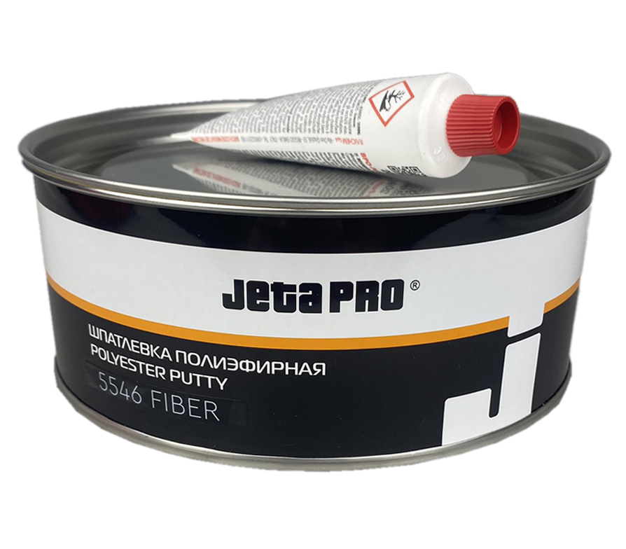 Шпатлевка JETA PRO 5546 Fiber, со стекловолокном, серо-зеленая 1кг с отвердителем