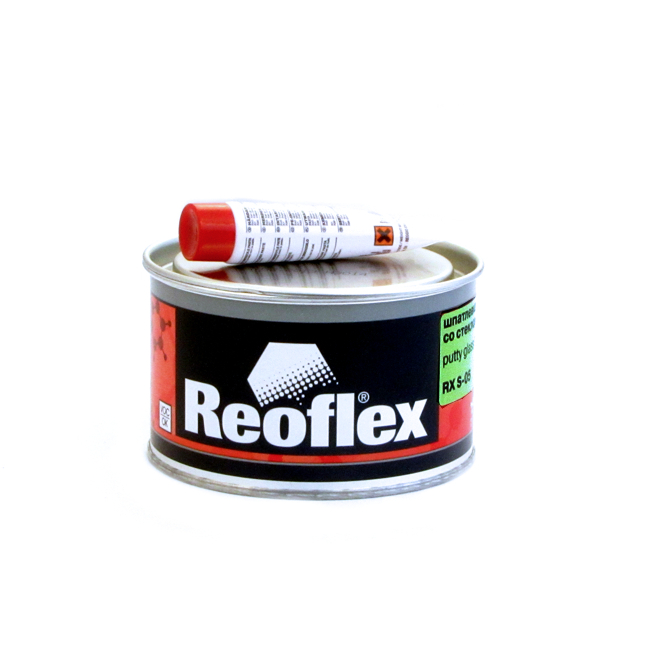 Шпатлевка Reoflex Glass fiber со стекловолокном, зеленая 0,5кг с отвердителем