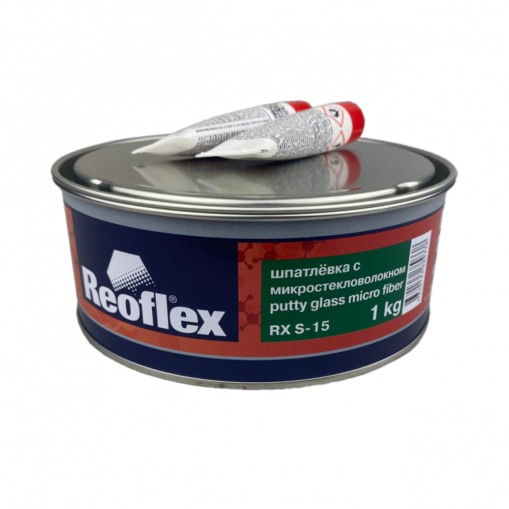 Шпатлевка Reoflex Glass Micro Fiber с микростекловолокном, зеленая, 1кг с отвердителем
