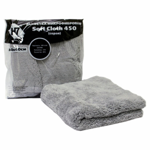 Салфетка H7 Soft Cloth 450 микрофибровая, плотность 450, 40см*40см, серая