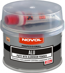 Шпатлевка Novol Alu с алюминием, темно-серая 0,25кг с отвердителем