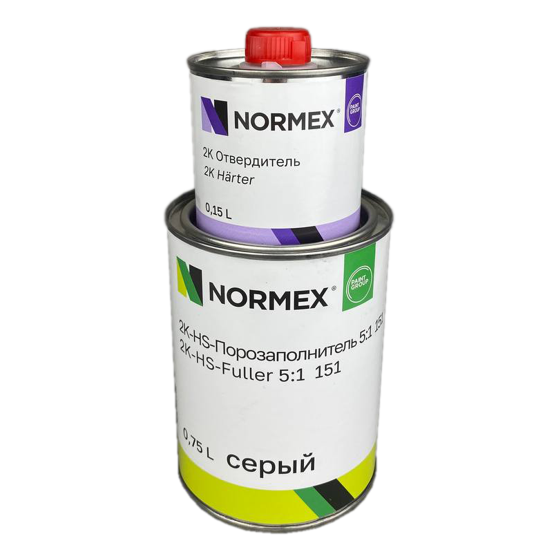 3 Грунт-наполнитель Normex 2К-HS 151 5+1 акриловый 0,75л с отвердителем 0,15л, серый 3