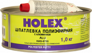 Шпатлевка Holex ALU с алюминием, темно-серая, 1кг с отвердителем