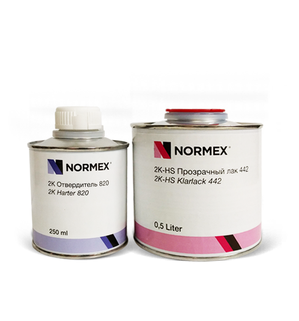 Лак Normex 2К-HS 442 прозрачный 0.5л с отвердителем 820 0.25л
