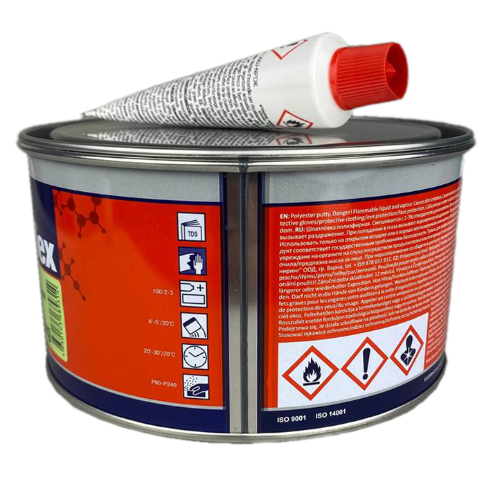 Шпатлевка Reoflex Glass fiber со стекловолокном, зеленая 1,8кг с отвердителем 2