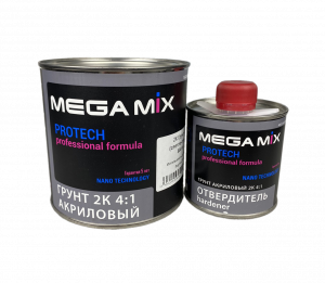 Грунт Mega Mix 2K HS 4+1 акриловый, светло-серый 0,8л + отв. 0,2л