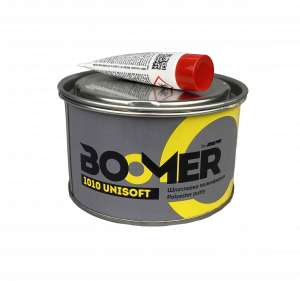 Шпатлевка Boomer Unisoft полиэфирная универсальная легко шлифуемая, светло-жёлтая, 0,5кг с отвердителем
