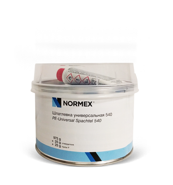 Шпатлевка Normex 540 универсальная, светло-желтая 1кг с отвердителем