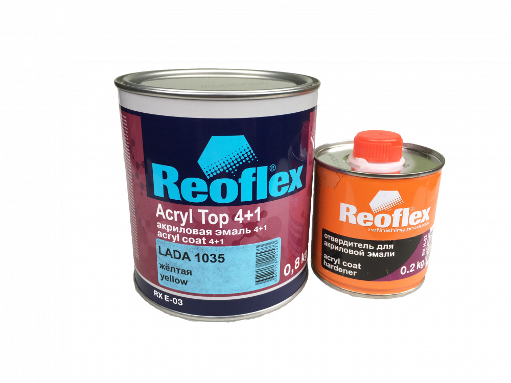 1035 Автоэмаль акриловая Reoflex 4+1 Желтая 1л ( в комплекте с отведителем)