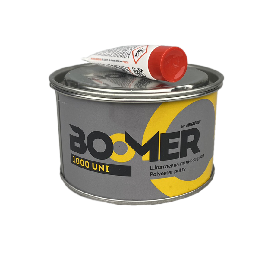 Шпатлевка Boomer Uni полиэфирная универсальная, жёлтая, 0,5кг с отвердителем