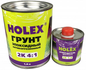 Грунт HOLEX 2K 4:1 эпоксидный антикоррозионный светло-серый 1л + отв 0,25л, Просрок