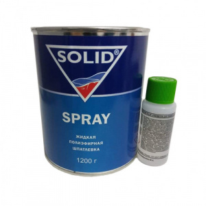 Шпатлевка SOLID SPRAY жидкая, светло-серая 1,2кг. с отвердителем, Просрок