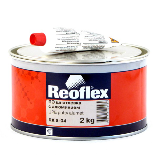 Шпатлевка Reoflex Alumet с алюминием, серая 2кг с отвердителем