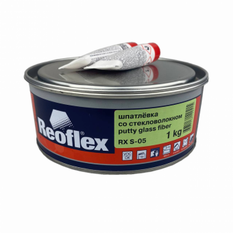 Шпатлевка Reoflex Glass fiber со стекловолокном, зеленая 1кг с отвердителем