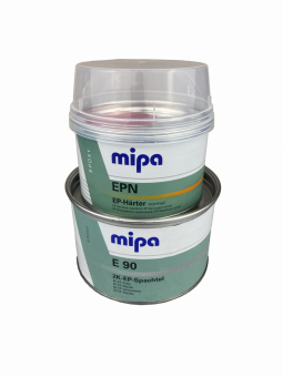 Шпатлевка Mipa E90 2K-EP-Spachtel эпоксидная 1кг. светло-серая с отвердителем EPN EP-Härter normal жёлтый 0,5кг