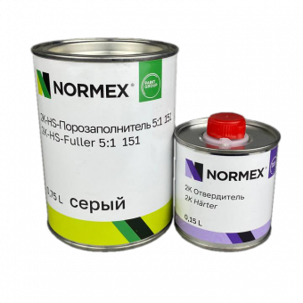 Грунт-наполнитель Normex 2К-HS 151 5+1 акриловый 0,75л с отвердителем 0,15л, серый