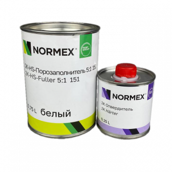 Грунт-наполнитель Normex 2К-HS 151 5+1 акриловый 0,75л с отвердителем 0,15л, белый