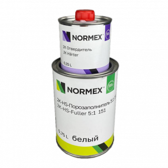 Грунт-наполнитель Normex 2К-HS 151 5+1 акриловый 0,75л с отвердителем 0,15л, белый 3