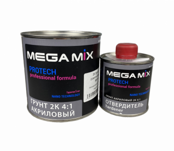 Грунт Mega Mix 2K HS 4+1 акриловый, светло-серый 0,8л + отв. 0,2л